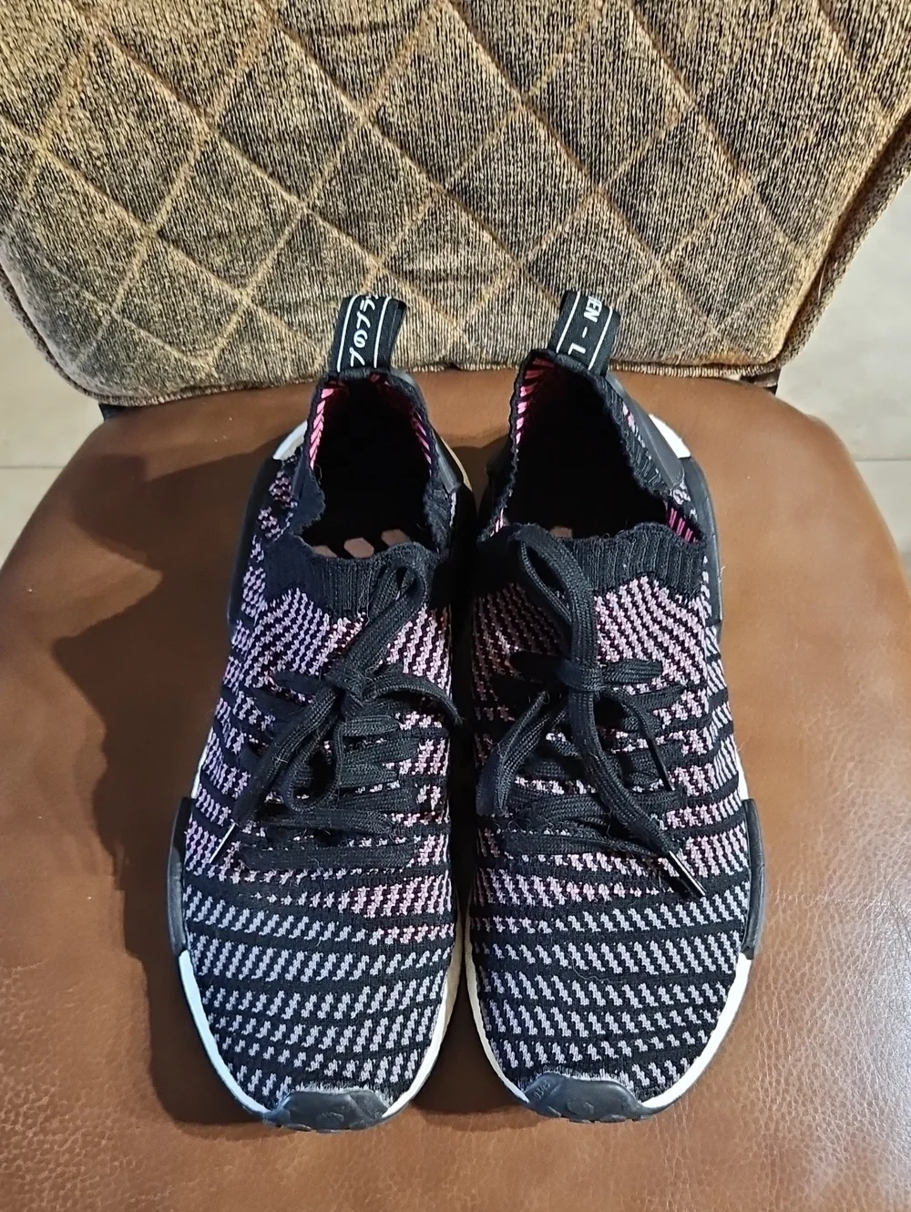 Adidas NMD_R1 STLT Primeknit Black Grey Solar Pink Sneakers Running Shoes